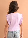 Solid Ruffle Sleeves Casual Tank Top