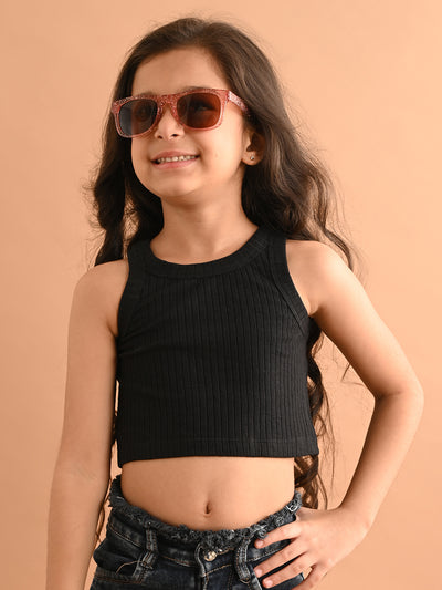 Solid Sleeveless Fitted Crop Tank Top