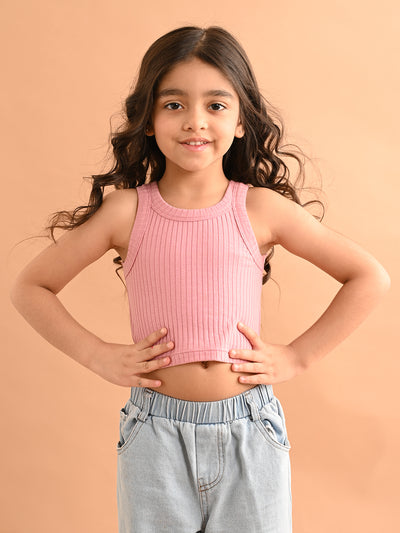 Solid Sleeveless Fitted Crop Tank Top