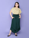 Floral Flutter Sleeve Yellow Top with Teal Stylish Long Skirt Palazzo Set
