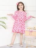 LilPicks Strawberry Print Pink Full Sleeves Dress