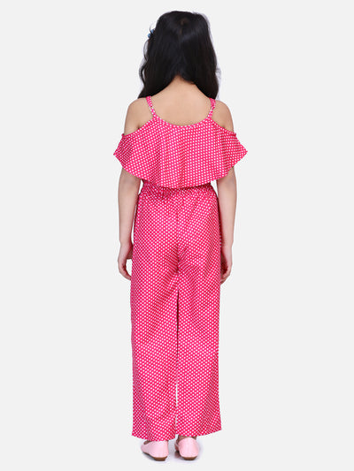 Pink Polka Off Shoulder Pant Set