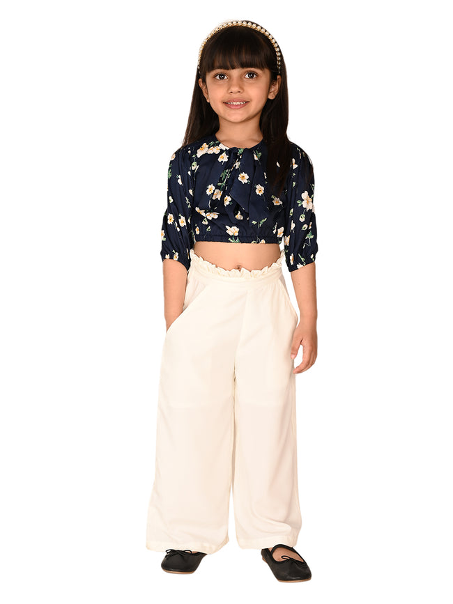 Floral Printed Top with Solid Pant Set