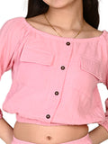 Button Down Pocket Top with Shorts Set