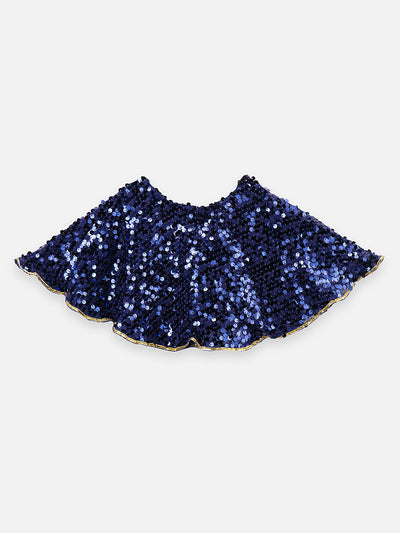 Sequence poncho with drape skirt set