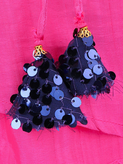 Sequence poncho with drape skirt set