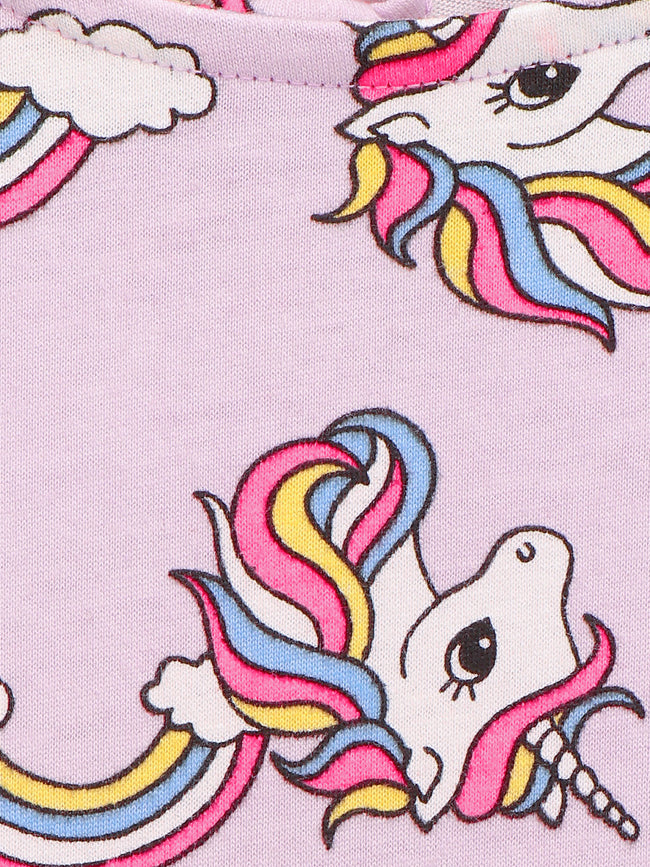 LilPicks Unicorn Print Lilac Full Sleeves Dress
