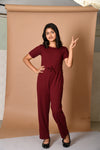 Solid Tie Up Full Jumpsuit