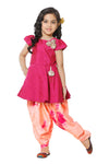 Lilpicks Hot Pink Peplum Suit with Dhoti Set