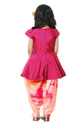 Lilpicks Hot Pink Peplum Suit with Dhoti Set