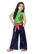 Lime Green and Navy Embrodiery Ethnic Jumpsuit