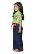 Lilpicks Lime Green and Navy Embrodiery Ethnic Jumpsuit