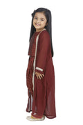 Lilpicks Check Brown  Top Dhoti  With Jacket  set