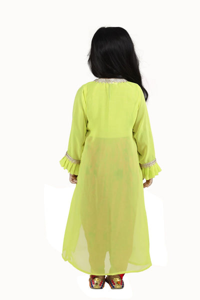 Lilpicks Tie n Dye Hot Pink Dhoti with Lime Green Top Jacket Set