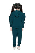 Teal Colour Ruffled sleeves crystal work Clothing Set