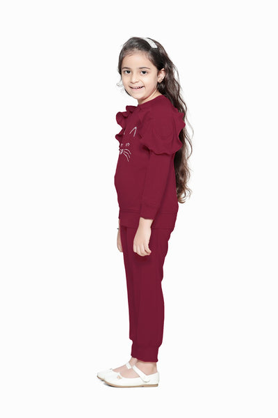 Wine Colour Designer sleeves crystal work Clothing Set
