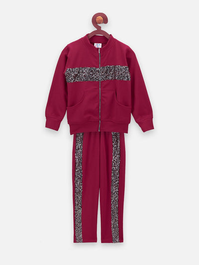 Wine Colour Sequin Work Clothing Set
