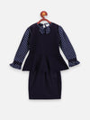 Classy Navy bow peplum skirt Set