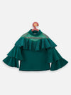 Teal crystal Work layered bell sleeves Top