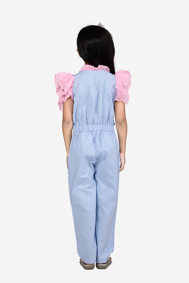 Ballerina Embrodiery  Blue Full Jumpsuit