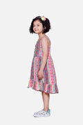 Neon Pink Stripe Low-High Boho Dress