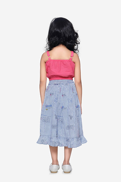 Pink Tube Top with Designer Skirt Set