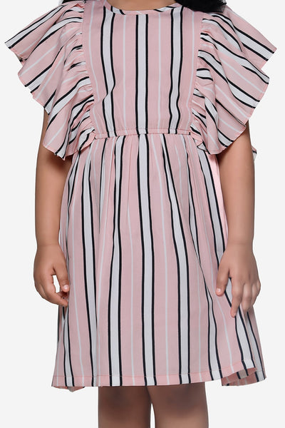 Pearl Pink Striped Flower Dress
