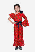 Red flamingo Bell Sleeves Full Jumpsuit