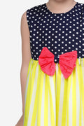 Neon Stripe Navy Polka Dress