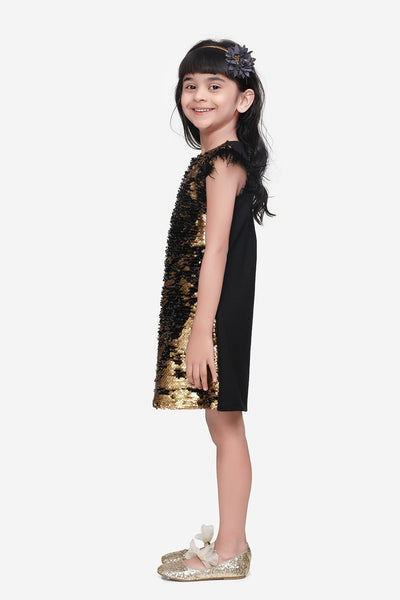 Golden sequence Feather Dress