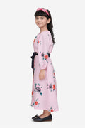 Bright Dusky Pink Floral Ankle Length Dress