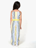 Striped Crossover Style Strappy Full Jumpsuit