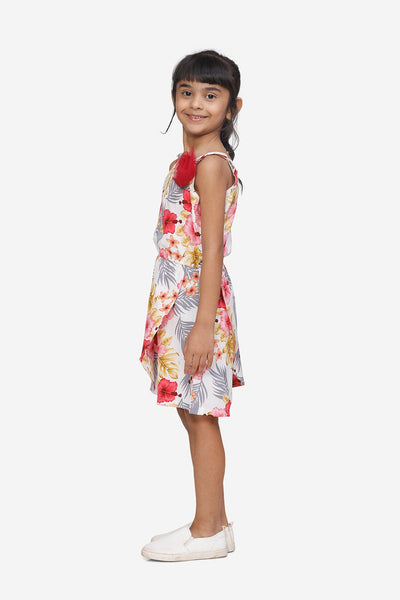 Floral Overlap Style Short Jumpsuit