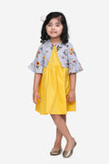 Yellow Dress with Sky Blue Floral Shrug
