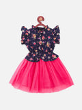 Lilipicks Blue Pink floral Tulle Dress