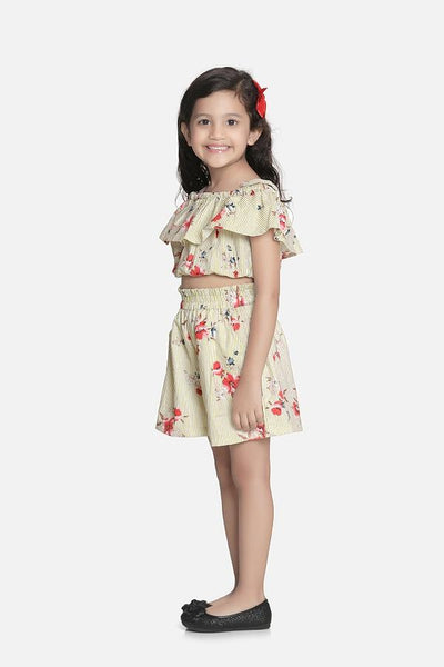 Lilipicks Green Striped Short Coordinated Set