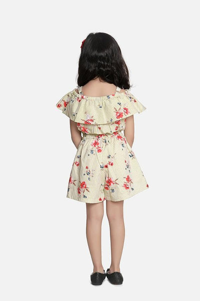Lilipicks Green Striped Short Coordinated Set