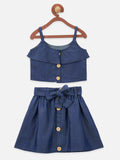 Lilipicks Denim Buttoned Coordinated Skirt Set