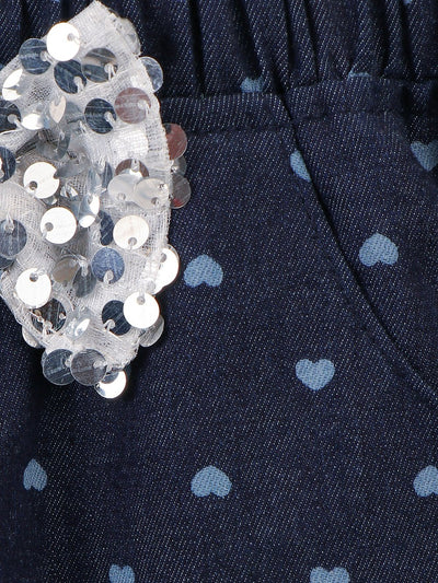 Lilipicks Denim Sequin Bow Shorts