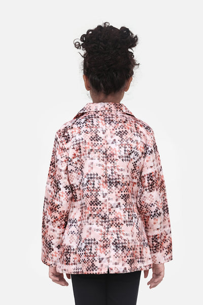 Peach Aztec Digital Print Blazer