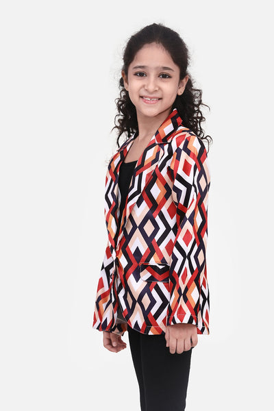 Multi Colour Geometric Digital Print Blazer