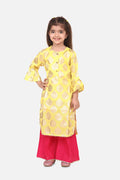 Lilpicks bright yellow kurta with dark pink palazzo Set