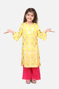 Lilpicks bright yellow kurta with dark pink palazzo Set