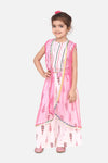 Lilpicks Pink Crop Top palazzo and Shrug Set