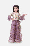 Lilpicks Floral Top with Wine Organza Skrit Set