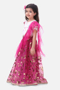 Lilpicks Droplet Top with Hot Pink Lehenga with Dupatta Set
