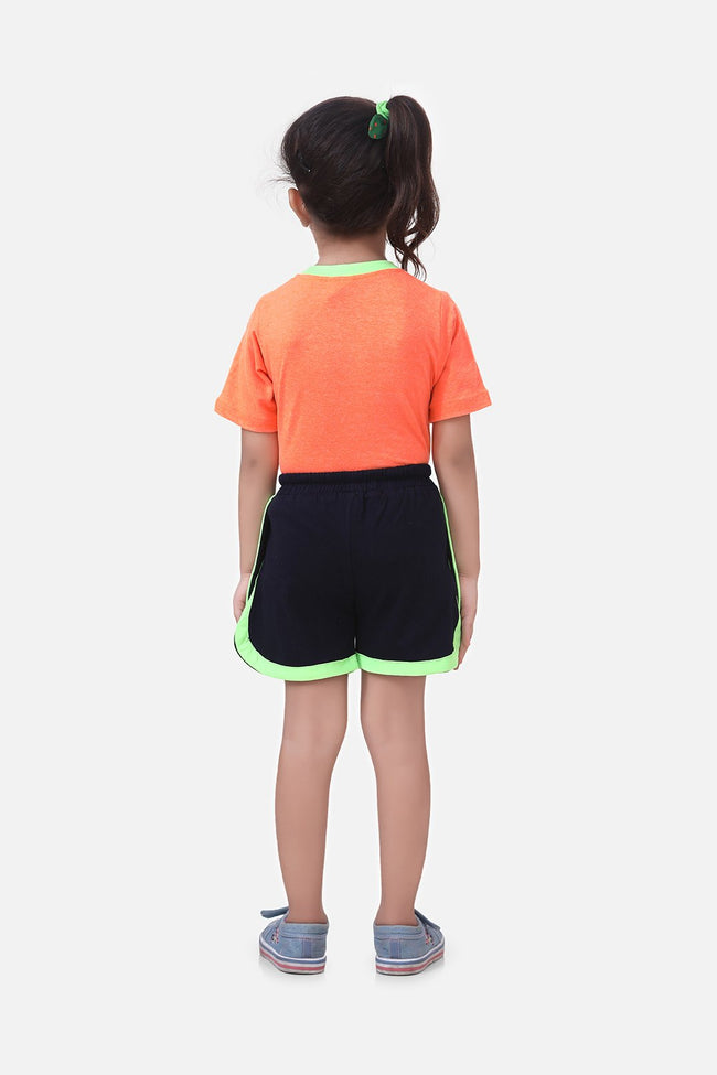 Neon Orange Tshirt with Short Lounge Set