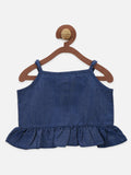 Denim Strappy Top with Low-High Skirt Set