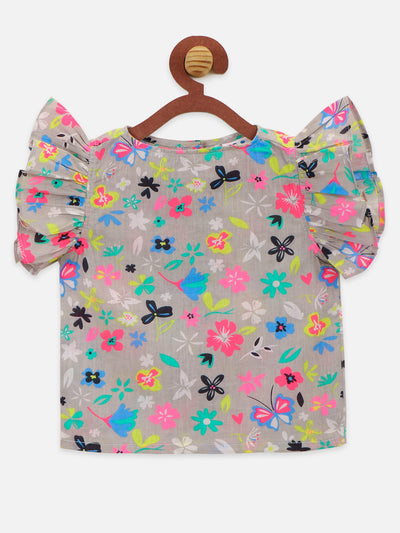 Floral two tops with Neon Green Shorts and Neon Pink Legging