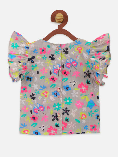 Floral two tops with Neon Green Shorts and Neon Pink Legging
